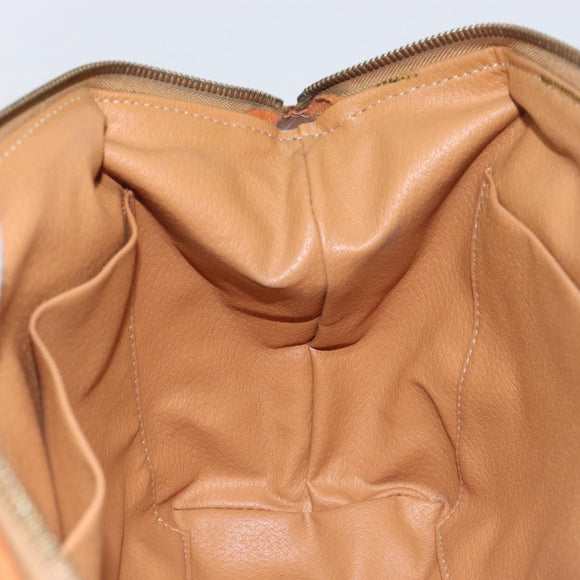 CELINE Macadam Canvas Clutch Bag PVC Leather Brown Gold Auth 160701