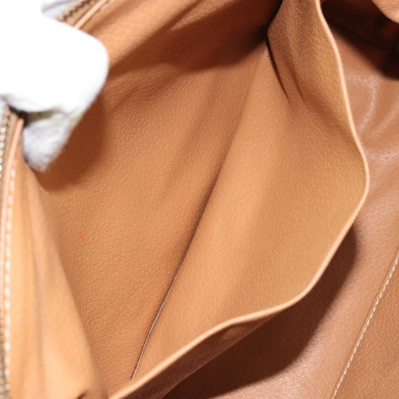 CELINE Macadam Canvas Clutch Bag PVC Leather Brown Gold Auth 160701