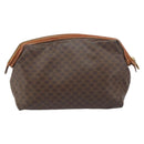 CELINE Macadam Canvas Clutch Bag PVC Leather Brown Gold Auth 160701-2