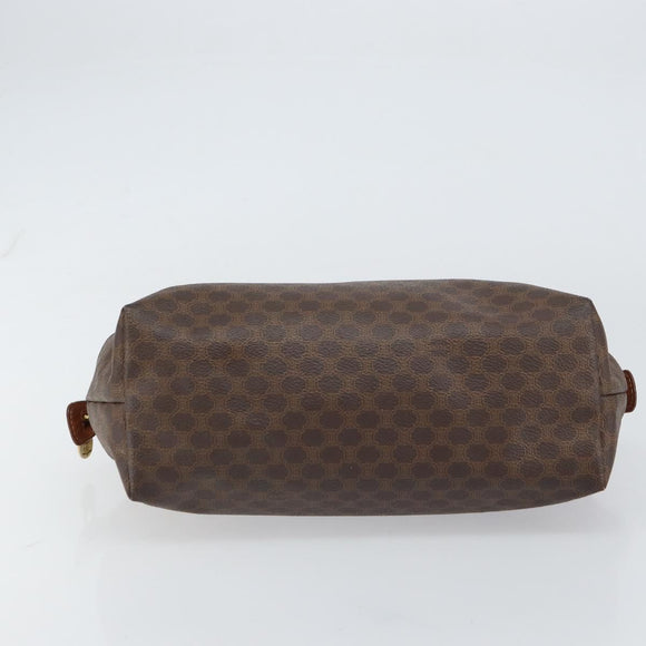 CELINE Macadam Canvas Clutch Bag PVC Leather Brown Gold Auth 160701