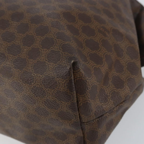 CELINE Macadam Canvas Clutch Bag PVC Leather Brown Gold Auth 160701