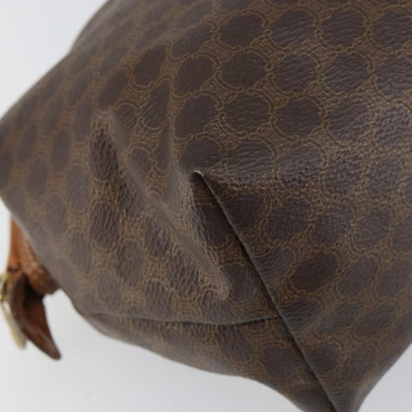 CELINE Macadam Canvas Clutch Bag PVC Leather Brown Gold Auth 160701