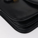 CELINE Shoulder Bag Leather Navy Gold Auth 160702-14