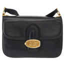 CELINE Shoulder Bag Leather Navy Gold Auth 160702-13
