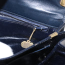 CELINE Shoulder Bag Leather Navy Gold Auth 160702-21