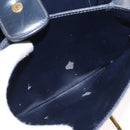 CELINE Shoulder Bag Leather Navy Gold Auth 160702-12