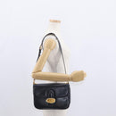 CELINE Shoulder Bag Leather Navy Gold Auth 160702-23