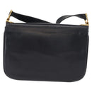 CELINE Shoulder Bag Leather Navy Gold Auth 160702-2