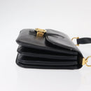 CELINE Shoulder Bag Leather Navy Gold Auth 160702-3