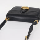 CELINE Shoulder Bag Leather Navy Gold Auth 160702-6