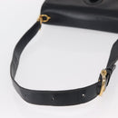 CELINE Shoulder Bag Leather Navy Gold Auth 160702-7