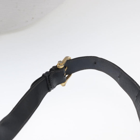 CELINE Shoulder Bag Leather Navy Gold Auth 160702