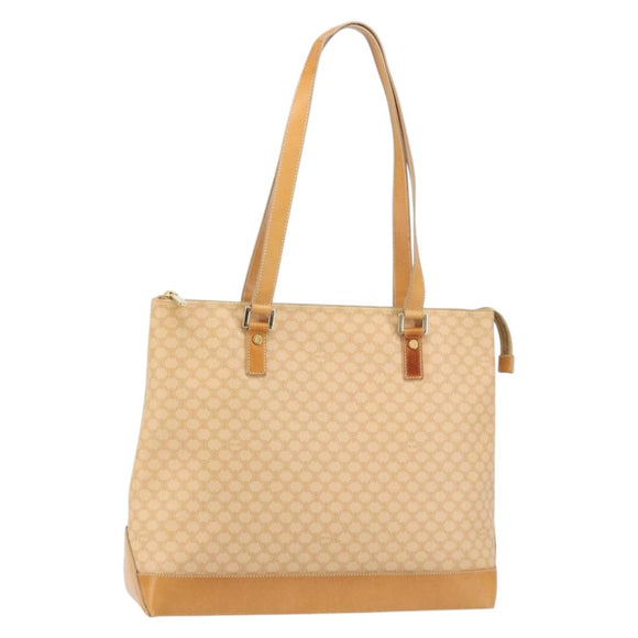 CELINE Macadam Canvas Tote Bag PVC Beige Gold Auth 160703