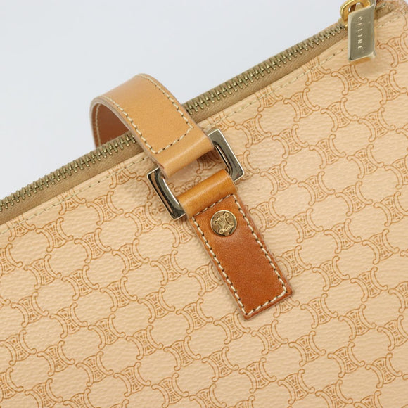 CELINE Macadam Canvas Tote Bag PVC Beige Gold Auth 160703