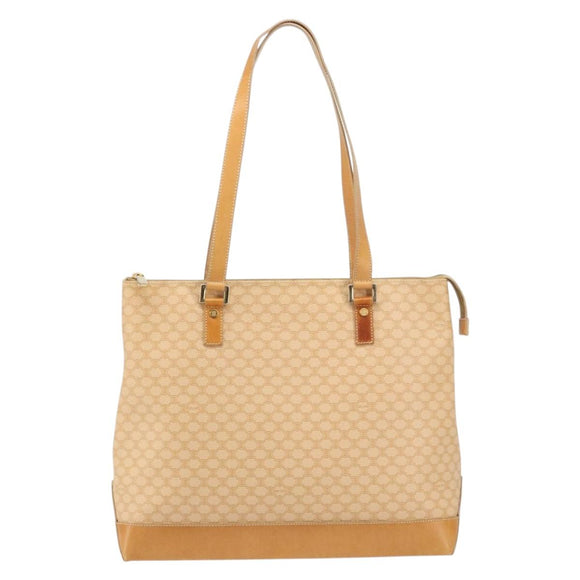 CELINE Macadam Canvas Tote Bag PVC Beige Gold Auth 160703