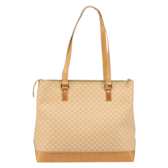 CELINE Macadam Canvas Tote Bag PVC Beige Gold Auth 160703