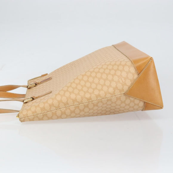 CELINE Macadam Canvas Tote Bag PVC Beige Gold Auth 160703