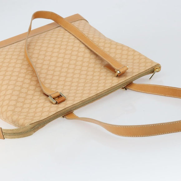 CELINE Macadam Canvas Tote Bag PVC Beige Gold Auth 160703