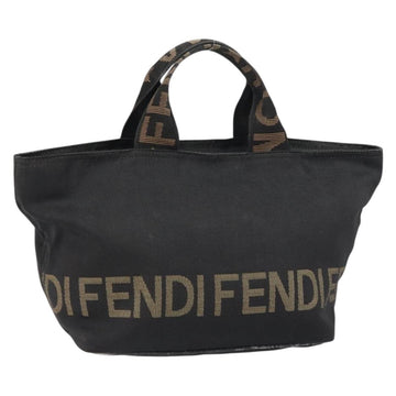 FENDI Hand Bag Nylon Black Silver Auth 160704