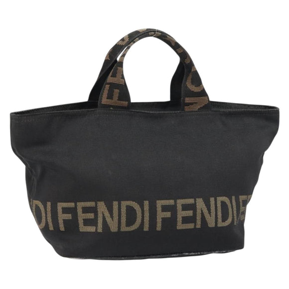 FENDI Hand Bag Nylon Black Silver Auth 160704