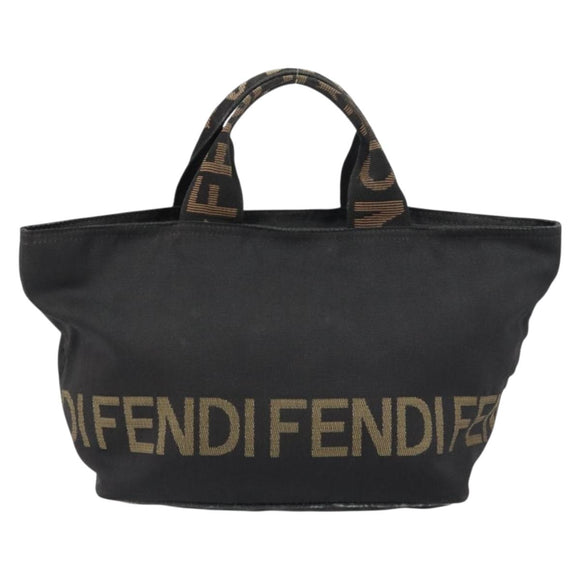 FENDI Hand Bag Nylon Black Silver Auth 160704