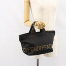 FENDI Hand Bag Nylon Black Silver Auth 160704-20