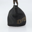 FENDI Hand Bag Nylon Black Silver Auth 160704-3