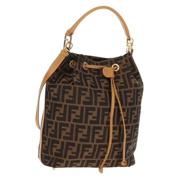 FENDI Zucca Canvas Hand Bag 2way Black Brown Auth 160706V