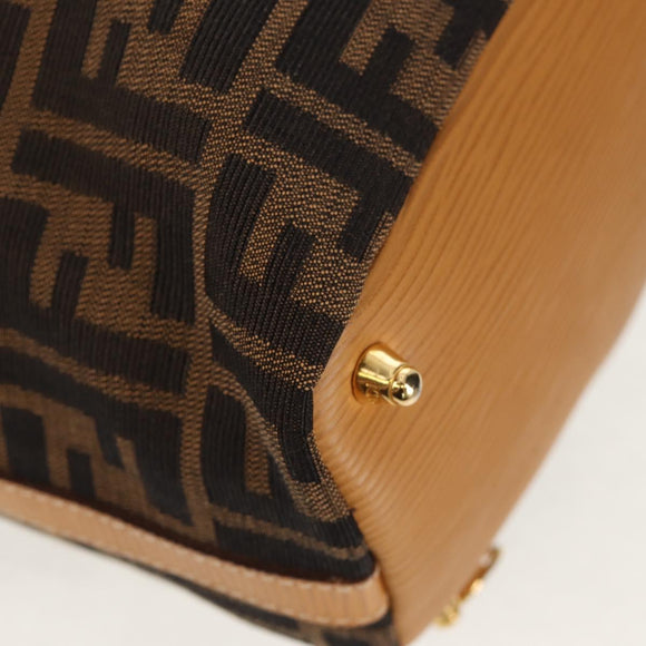 FENDI Zucca Canvas Hand Bag 2way Black Brown Auth 160706V