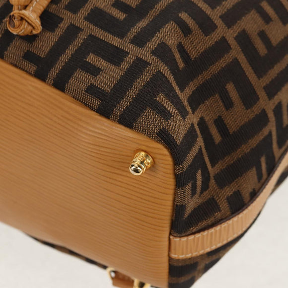 FENDI Zucca Canvas Hand Bag 2way Black Brown Auth 160706V