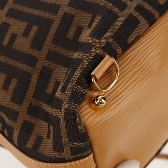 FENDI Zucca Canvas Hand Bag 2way Black Brown Auth 160706V