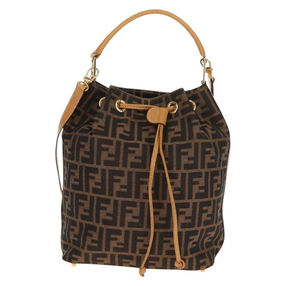 FENDI Zucca Canvas Hand Bag 2way Black Brown Auth 160706V