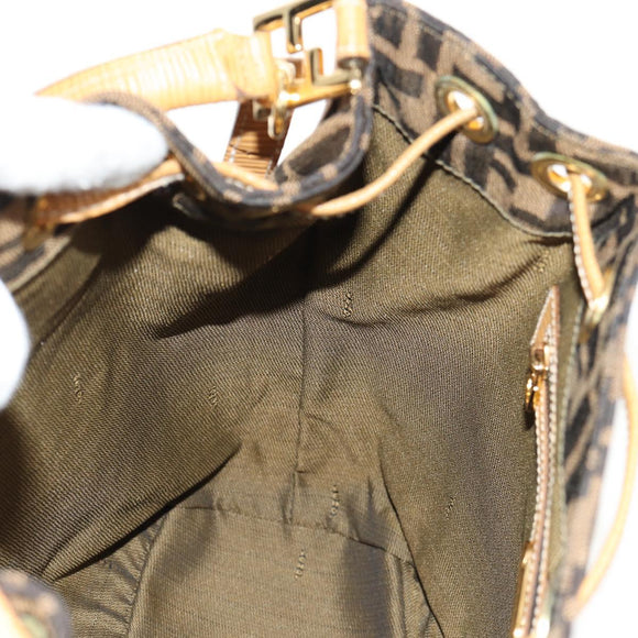 FENDI Zucca Canvas Hand Bag 2way Black Brown Auth 160706V