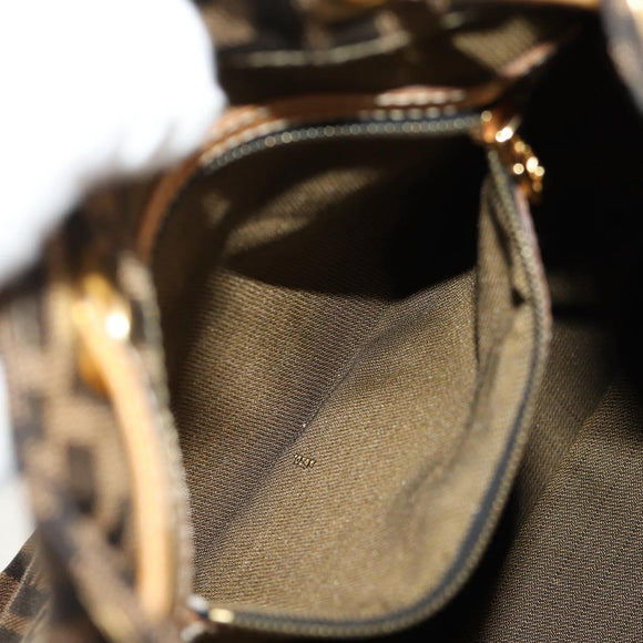 FENDI Zucca Canvas Hand Bag 2way Black Brown Auth 160706V