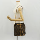 FENDI Zucca Canvas Hand Bag 2way Black Brown Auth 160706V-29