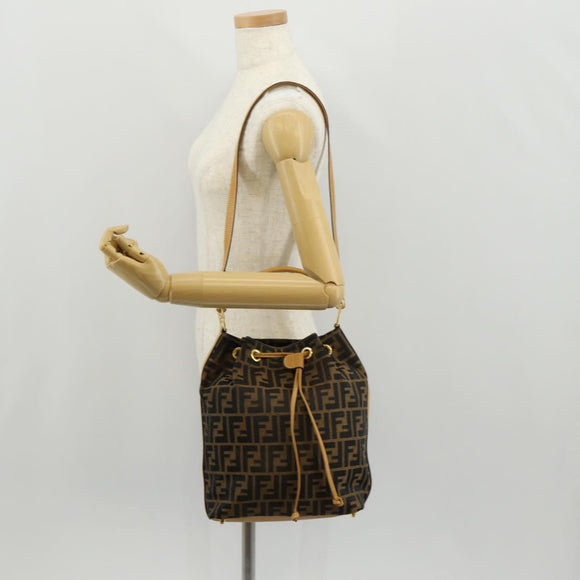 FENDI Zucca Canvas Hand Bag 2way Black Brown Auth 160706V