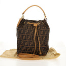 FENDI Zucca Canvas Hand Bag 2way Black Brown Auth 160706V-12