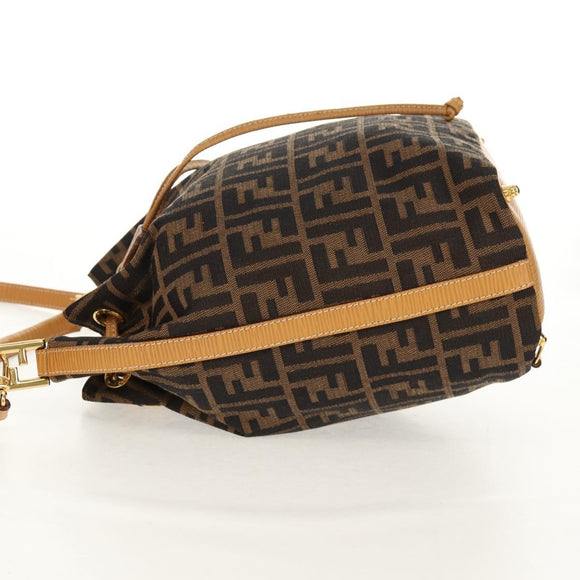 FENDI Zucca Canvas Hand Bag 2way Black Brown Auth 160706V