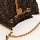 FENDI Zucca Canvas Hand Bag 2way Black Brown Auth 160706V-6