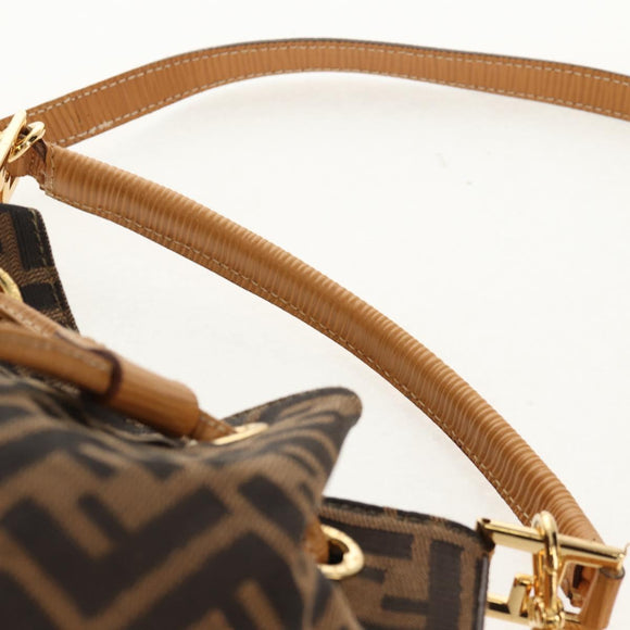 FENDI Zucca Canvas Hand Bag 2way Black Brown Auth 160706V