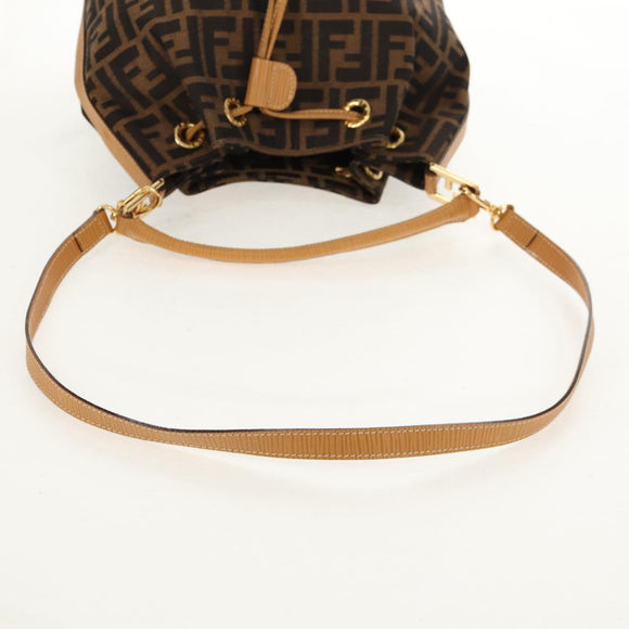 FENDI Zucca Canvas Hand Bag 2way Black Brown Auth 160706V