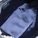 FENDI Zucchino Canvas Hand Bag Navy Silver Auth 160707-10