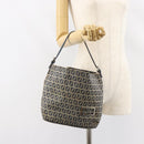 FENDI Zucchino Canvas Hand Bag Navy Silver Auth 160707-23