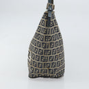 FENDI Zucchino Canvas Hand Bag Navy Silver Auth 160707-3