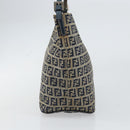 FENDI Zucchino Canvas Hand Bag Navy Silver Auth 160707-4