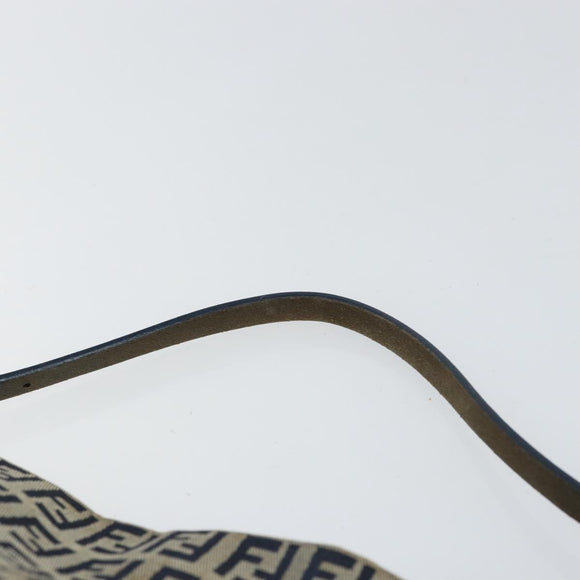 FENDI Zucchino Canvas Hand Bag Navy Silver Auth 160707