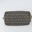 FENDI Zucchino Canvas Hand Bag Navy Silver Auth 160707-5