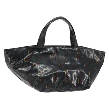 FENDI Hand Bag Enamel Black Auth 160708