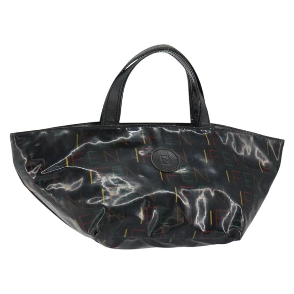 FENDI Hand Bag Enamel Black Auth 160708