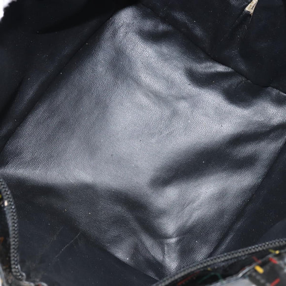 FENDI Hand Bag Enamel Black Auth 160708